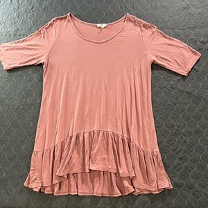Amelia James Dusty Pink Ruffle Tunic